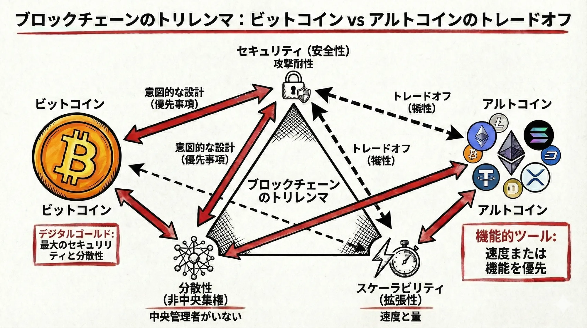 1. なぜアルトコインが生まれるのか?「ブロックチェーンのトリレンマ」