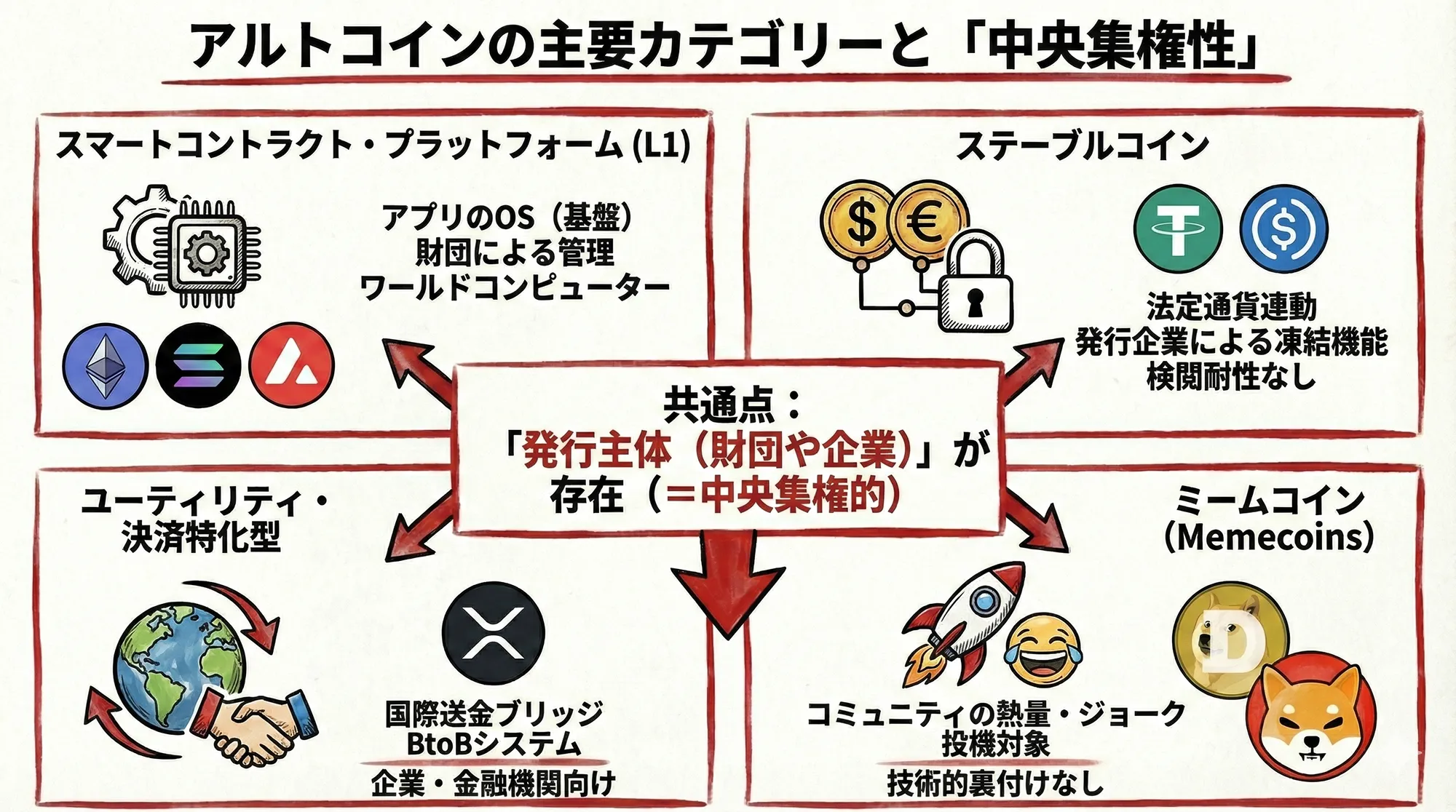 2. アルトコインの主要カテゴリーと「中央集権性」